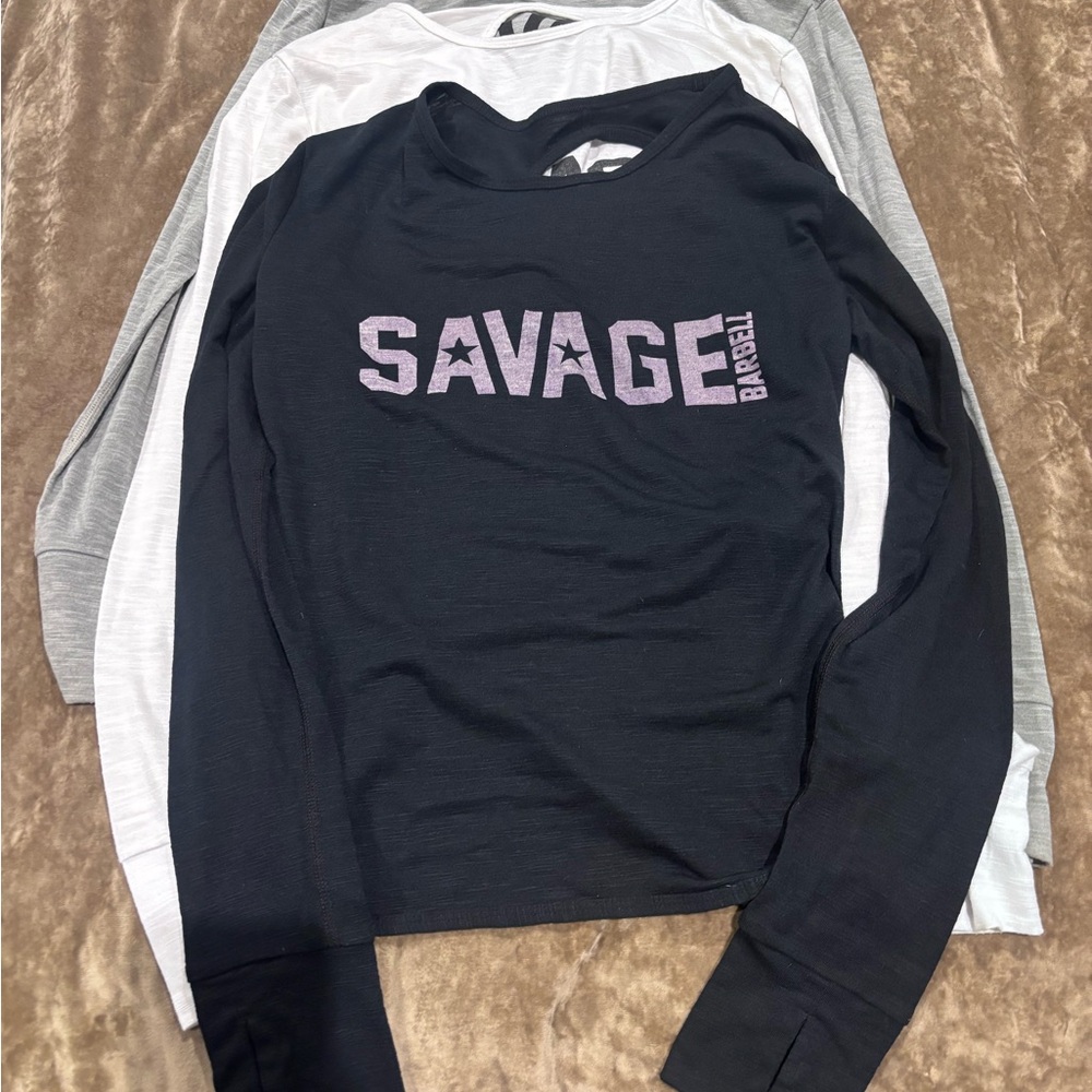 Savage Barbell Black, White and Gray Athletic Shirt bundle